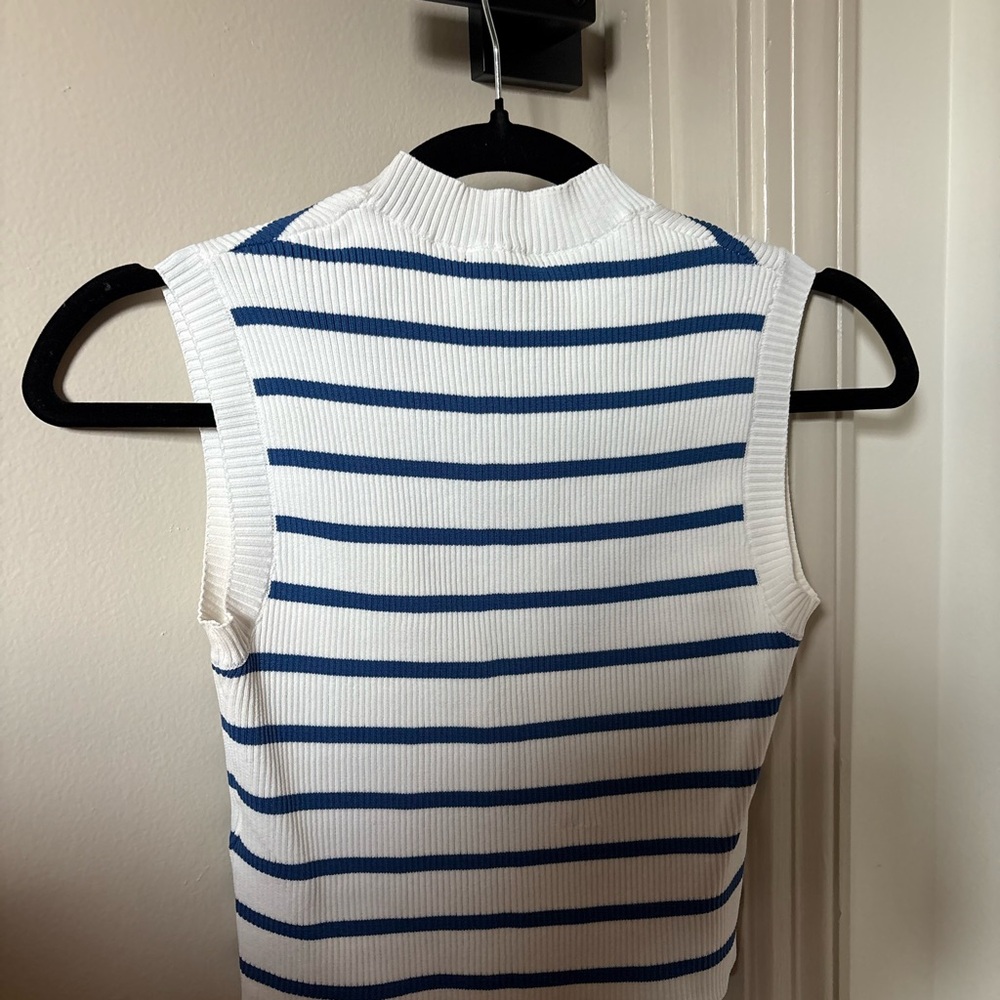 Sincerely Jules White and Blue Striped Tank Top